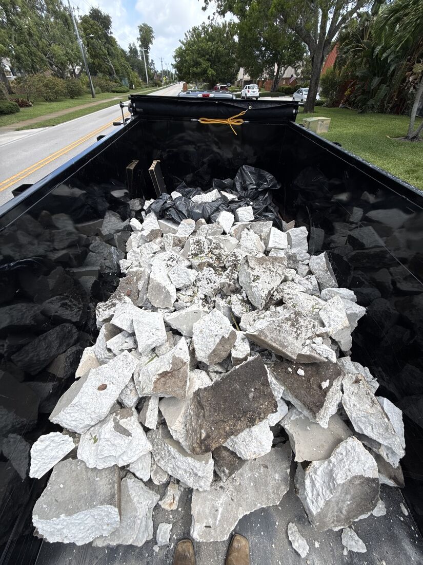 Full load of broken concrete ready to haul